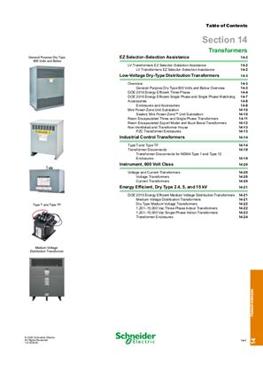 schneider seciton 14 transformers.